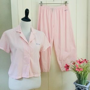 RALPH LAUREN Pink & White Stripe 2-Piece Pajamas